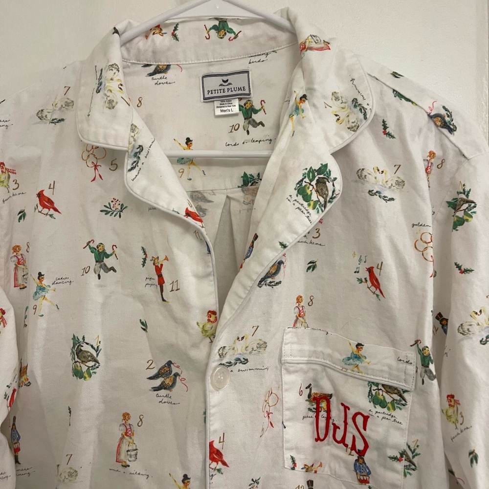 Petite Plume 12 Days Of Christmas‎ Mens Pajama Button Up Shirt - Picture 2 of 5